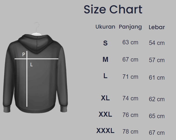 size chart jaket