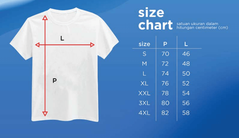 Size Chart Kaos